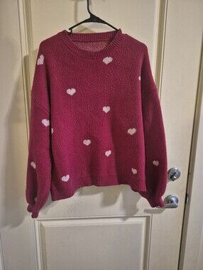 Women’s Fuchsia Heart Knit Sweater
